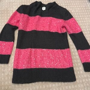 J. Crew grey and pink sequin striped sweater